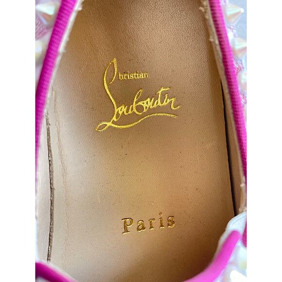 Christian Louboutin Lurex Lips Spiked Pik Boat Sneakers Size 37 US Womens 7 - Picture 5 of 8